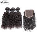 Fashionable Texture Human Curly Hair 3 Bundles With Closure Cuticle Aligned Grade 8A9A Brazilian Factory Direct For Sale